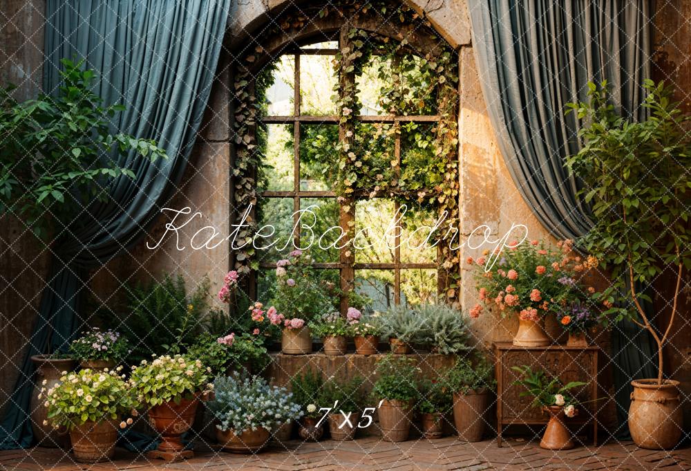 Kate Printemps Plantes Vert Rideau Fenêtre Toile de fond conçue par Chain Photographie - Kate Backdrop FR