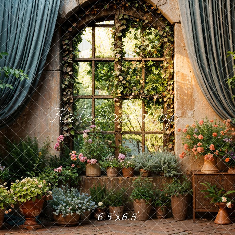 Kate Printemps Plantes Vert Rideau Fenêtre Toile de fond conçue par Chain Photographie - Kate Backdrop FR