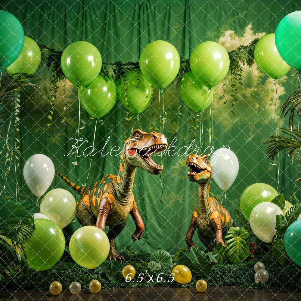 Kate Printemps Vert Ballon Dinosaure Enfant Toile de fond conçue par Emetselch