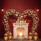 Kate Saint Valentin Arche fleurie Mur Rouge Cheminée Toile de fond conçue par Emetselch - Kate Backdrop FR