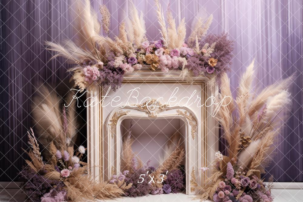 Kate Printemps Fleurs fraîches Roseau Cheminée Toile de fond conçue par Emetselch - Kate Backdrop FR