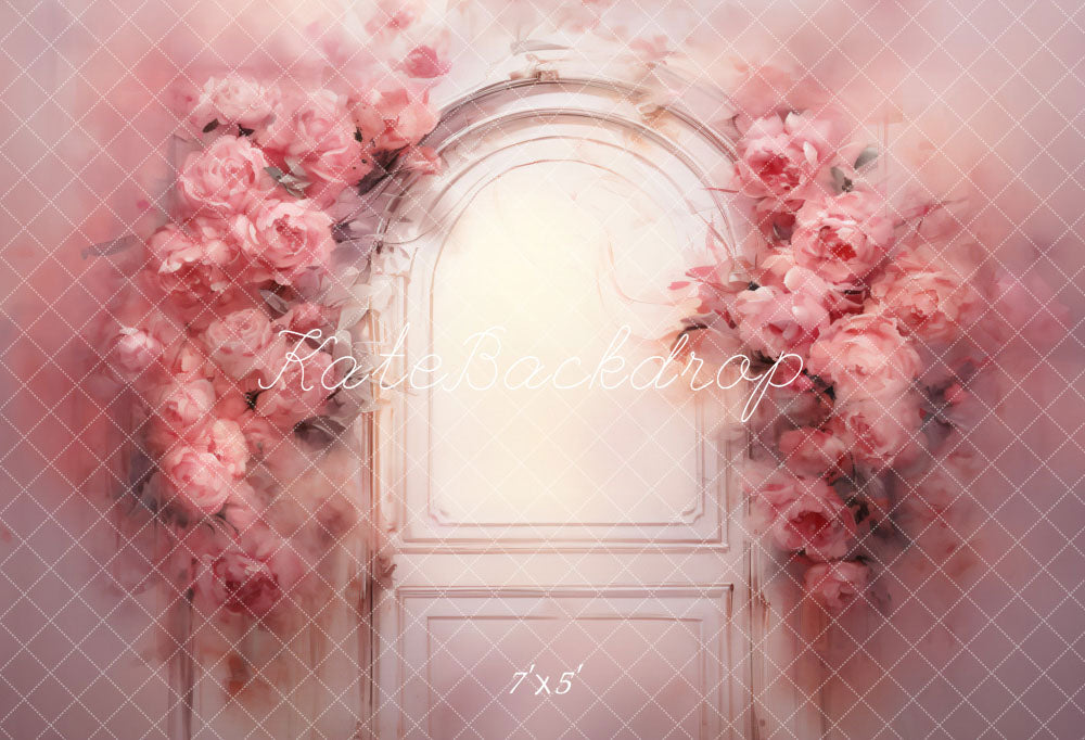 Kate Rose Fleurs Porte en bois Peinture à l'huile Toile de fond conçue par GQ - Kate Backdrop FR