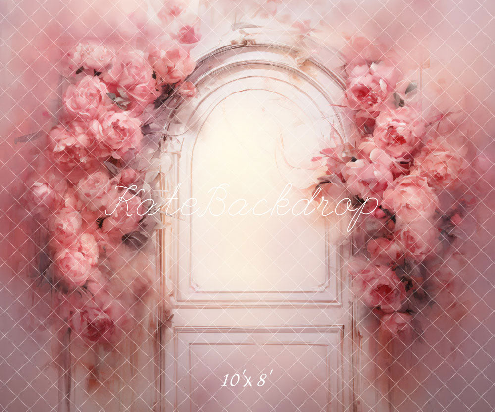Kate Rose Fleurs Porte en bois Peinture à l'huile Toile de fond conçue par GQ - Kate Backdrop FR