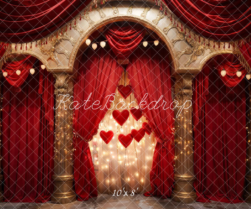 Kate Saint-Valentin Amour Scène Arche Rouge Toile de fond conçue par Chain Photographie