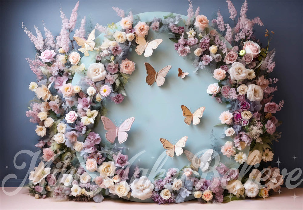 Kate Arche Florale Papillon Violet Toile de fond conçue par Mini MakeBelieve