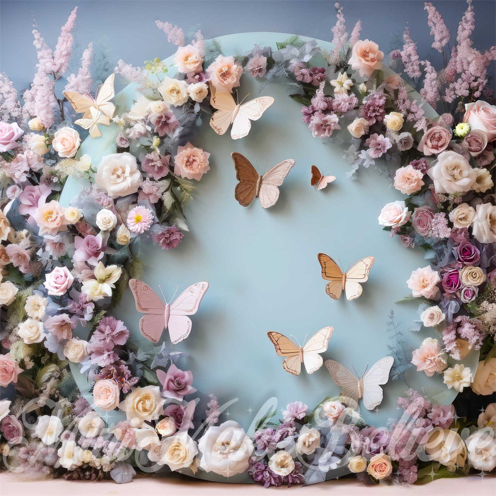 Kate Arche Florale Papillon Violet Toile de fond conçue par Mini MakeBelieve