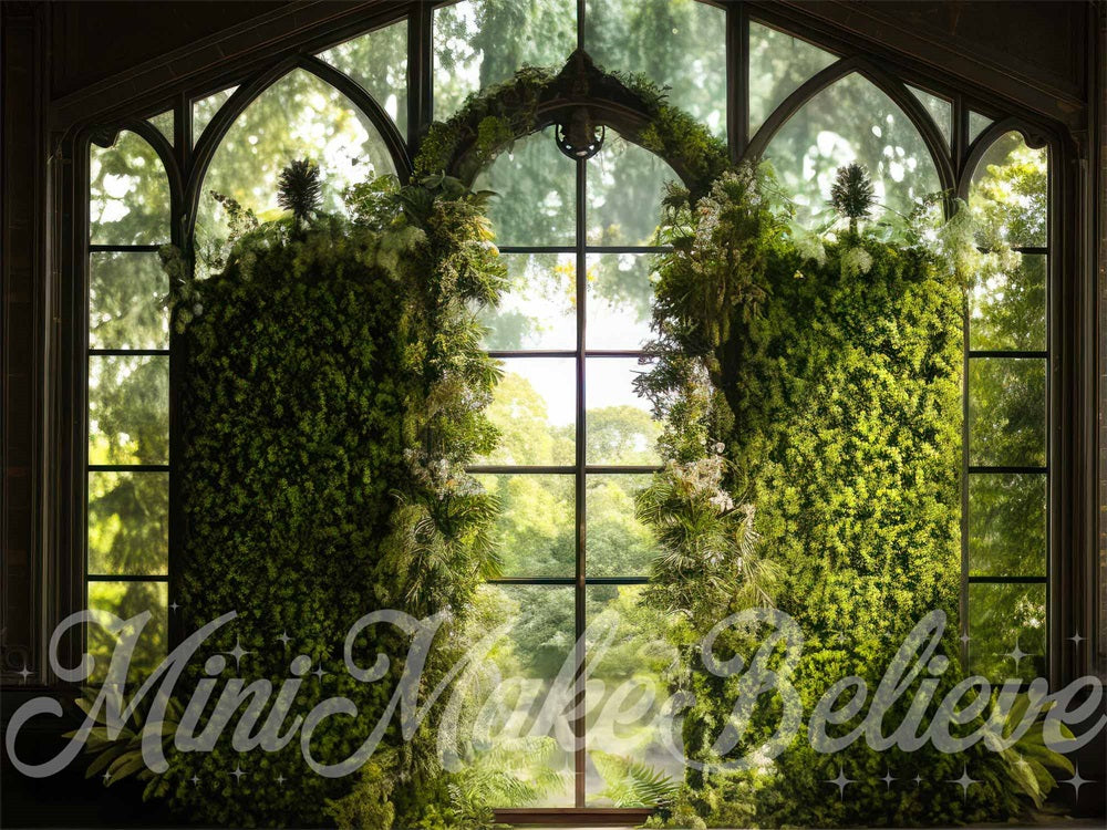 Kate Intérieur Serre Fenêtre Vert Toile de fond conçue par Mini MakeBelieve