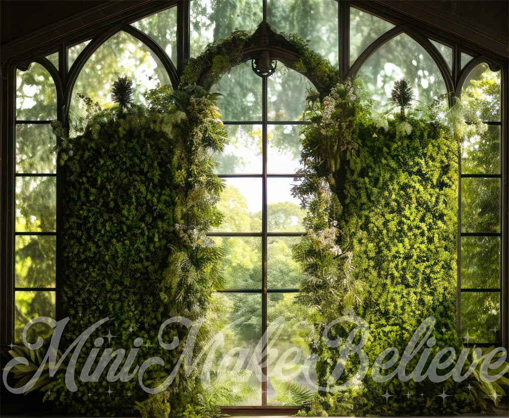 Kate Intérieur Serre Fenêtre Vert Toile de fond conçue par Mini MakeBelieve