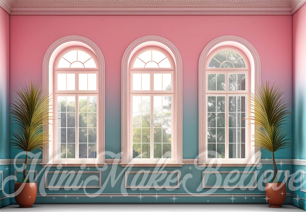 Kate Rose Bleu Été Intérieur Fenêtres Toile de fond conçue par Mini MakeBelieve - Kate Backdrop FR