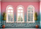 Kate Rose Bleu Été Intérieur Fenêtres Toile de fond conçue par Mini MakeBelieve - Kate Backdrop FR