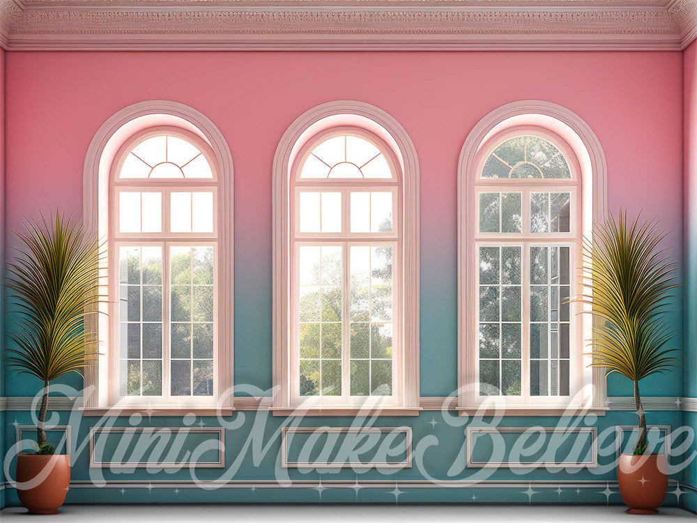 Kate Rose Bleu Été Intérieur Fenêtres Toile de fond conçue par Mini MakeBelieve - Kate Backdrop FR