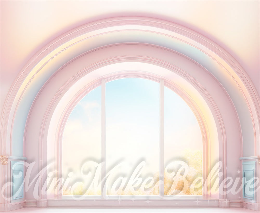 Kate Printemps Pâques Pastel Arc-en-ciel Fenêtre Toile de fond conçue par Mini MakeBelieve