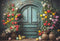 Kate Pâques Fleurs Vintage Porte Bleu Toile de fond conçue par Emetselch - Kate Backdrop FR
