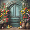 Kate Pâques Fleurs Vintage Porte Bleu Toile de fond conçue par Emetselch - Kate Backdrop FR