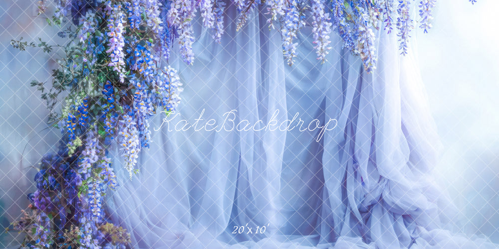 Kate Printemps Bleu Fleurs Rideau Toile de fond conçue par Emetselch - Kate Backdrop FR