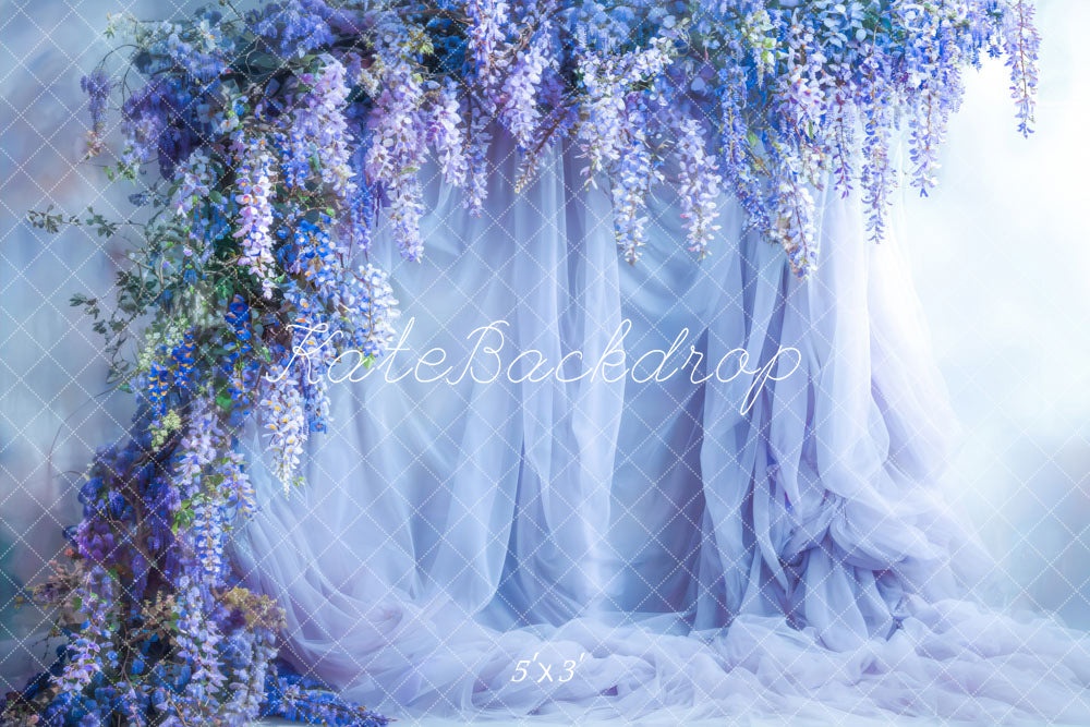 Kate Printemps Bleu Fleurs Rideau Toile de fond conçue par Emetselch - Kate Backdrop FR