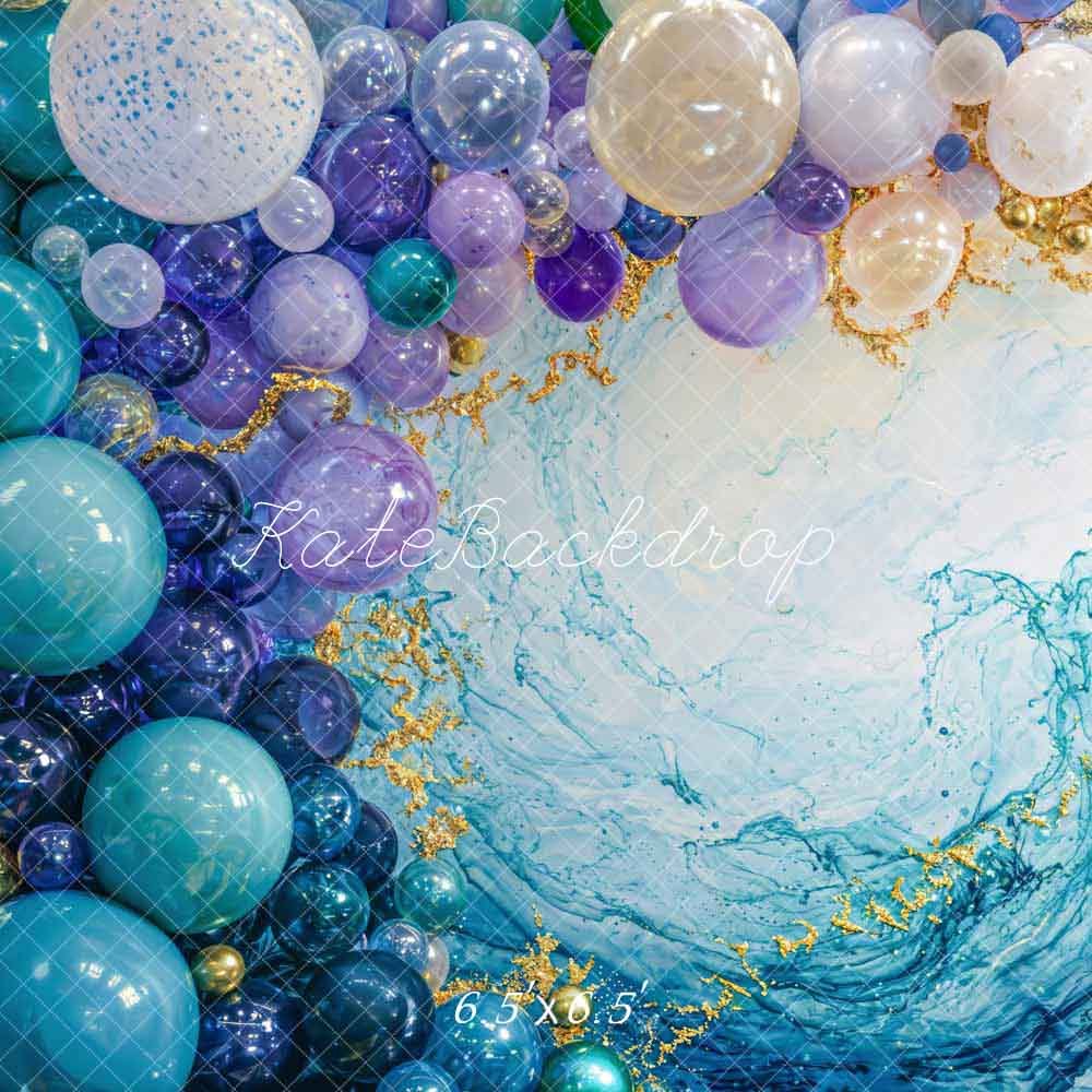 Kate Animé Ballons colorés Bleu Anniversaire Toile de fond conçue par Chain Photographie
