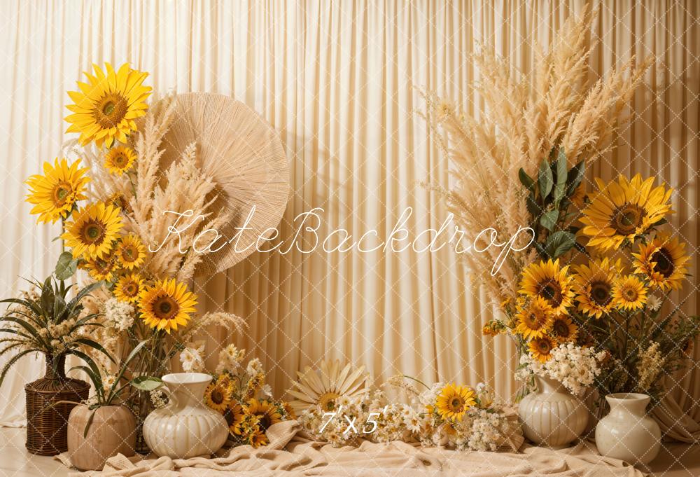 Kate Bohème Été Tournesols Beige Toile de fond conçue par Emetselch - Kate Backdrop FR