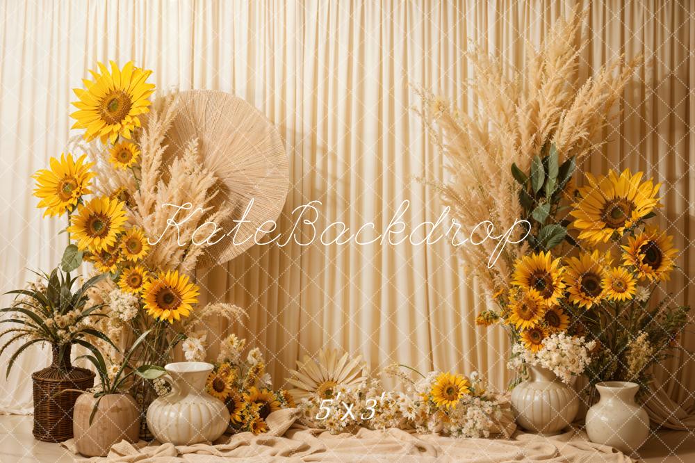 Kate Bohème Été Tournesols Beige Toile de fond conçue par Emetselch - Kate Backdrop FR