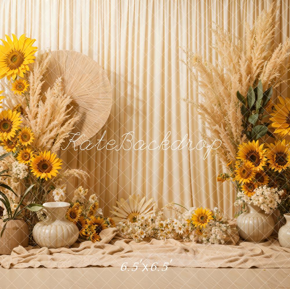 Kate Bohème Été Tournesols Beige Toile de fond conçue par Emetselch - Kate Backdrop FR