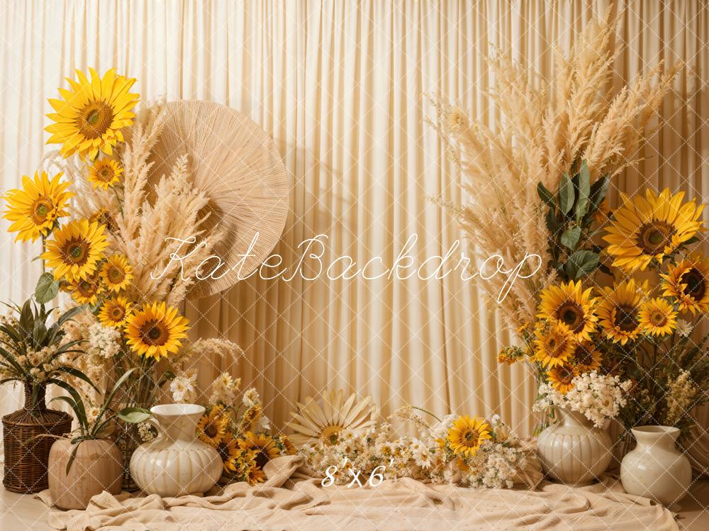 Kate Bohème Été Tournesols Beige Toile de fond conçue par Emetselch - Kate Backdrop FR