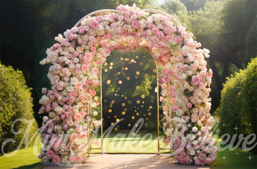 Kate Printemps Arche de Roses Mariage Extérieur Toile de fond conçue par Mini MakeBelieve