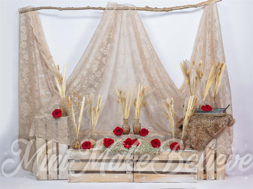Kate Saint-Valentin Bohème Roses Toile de fond conçue par Mini MakeBelieve - Kate Backdrop FR