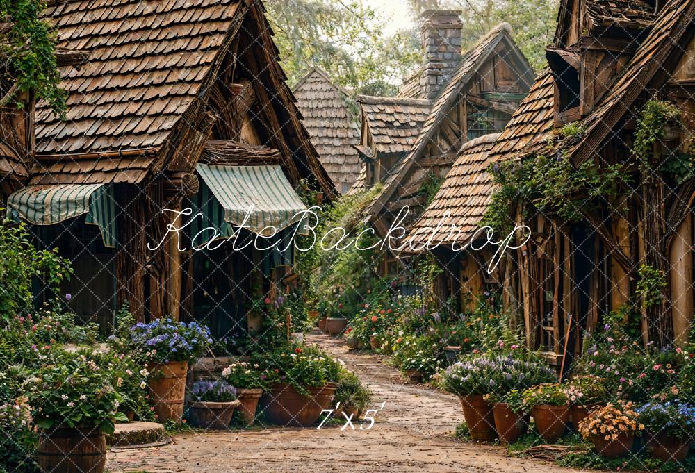 Kate Printemps Verdure Maison en bois Chemin Toile de fond conçue par Chain Photographie