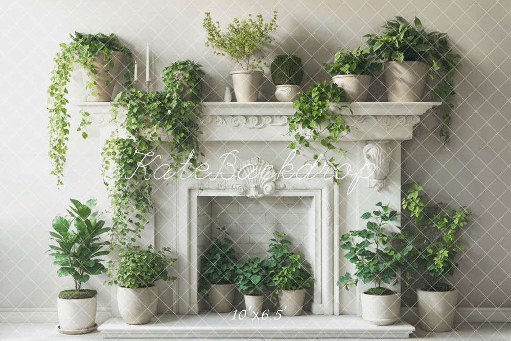 Kate Printemps Verdure Blanc Cheminée Toile de fond conçue par Emetselch - Kate Backdrop FR