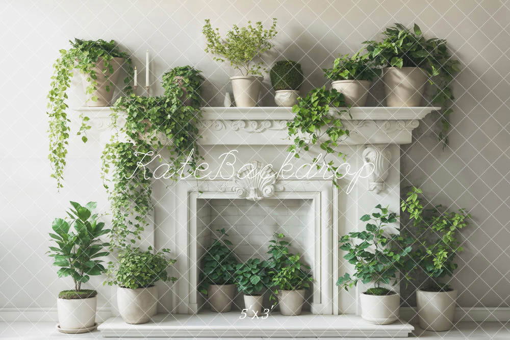 Kate Printemps Verdure Blanc Cheminée Toile de fond conçue par Emetselch - Kate Backdrop FR