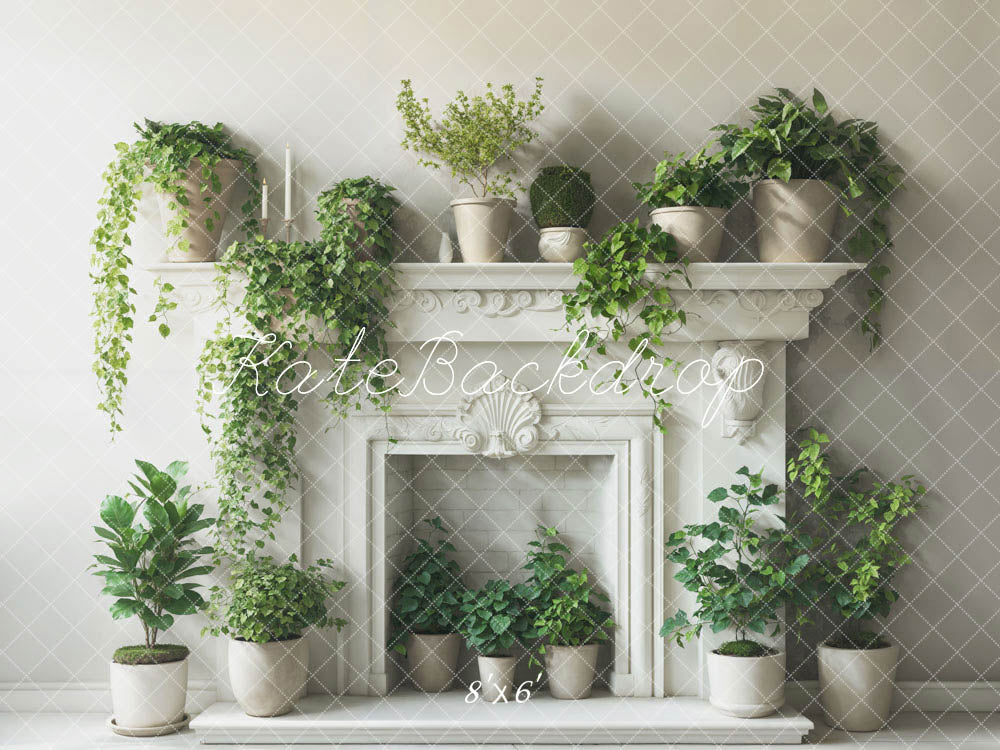 Kate Printemps Verdure Blanc Cheminée Toile de fond conçue par Emetselch - Kate Backdrop FR