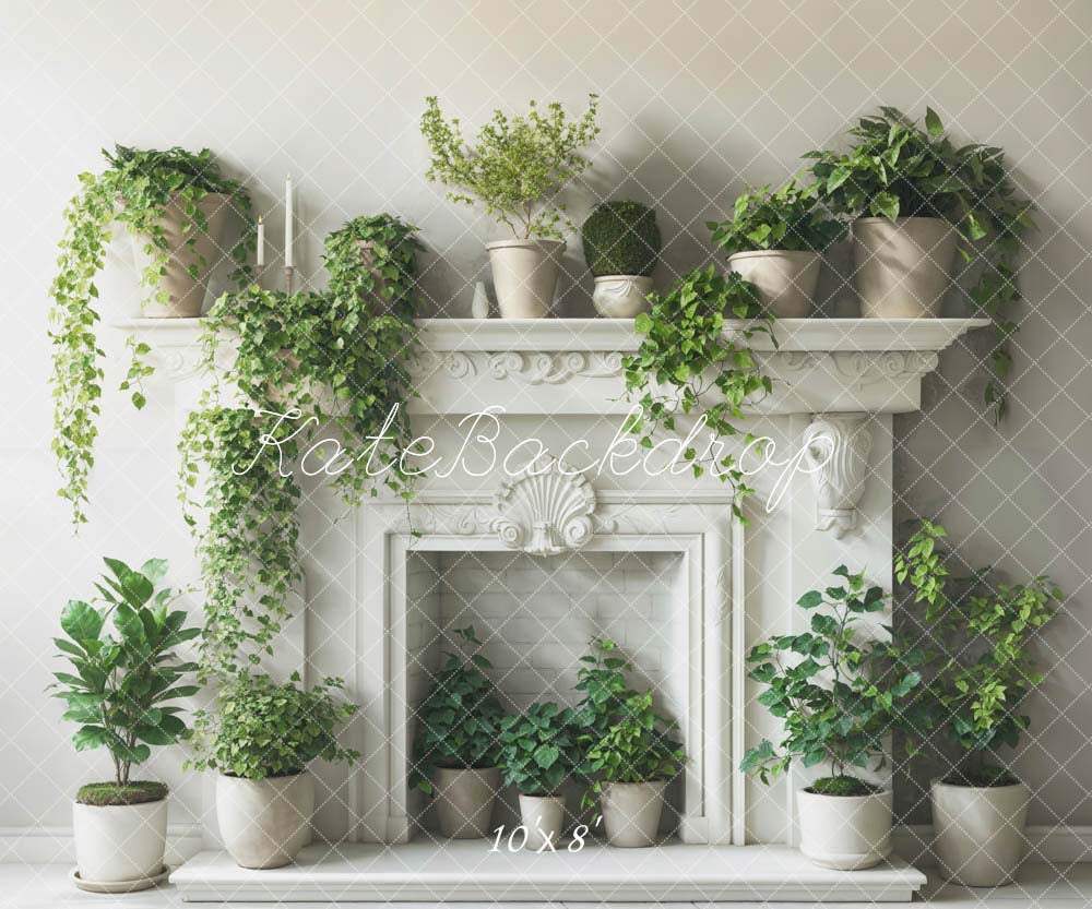 Kate Printemps Verdure Blanc Cheminée Toile de fond conçue par Emetselch - Kate Backdrop FR