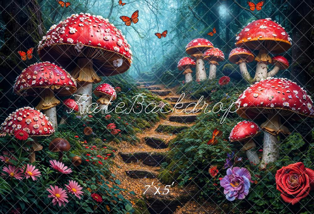 Kate Conte de fées Forêt Champignon Chemin Toile de fond conçue par Chain Photographie - Kate Backdrop FR