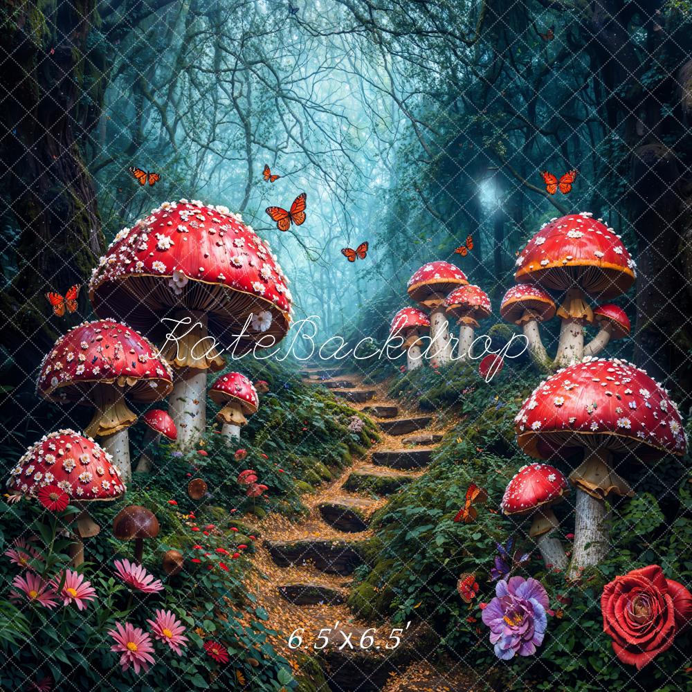 Kate Conte de fées Forêt Champignon Chemin Toile de fond conçue par Chain Photographie