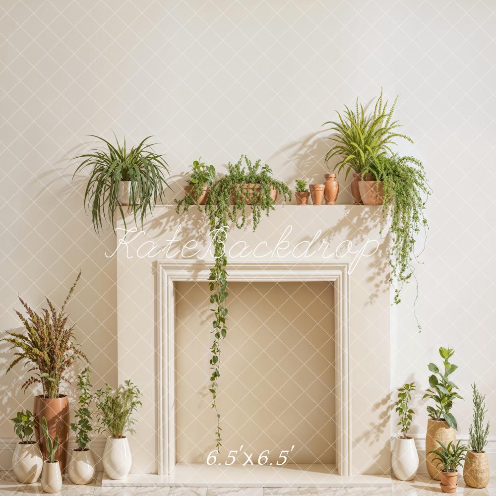 Kate Blanc Cheminée Printemps Verdure Toile de fond conçue par Emetselch - Kate Backdrop FR