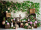 Kate Plantes vertes Fleurs Pâques Lapins Toile de fond conçue par Patty Robert - Kate Backdrop FR