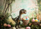 Kate Tyrannosaure Pâques Oeufs colorés Toile de fond conçue par Patty Robert - Kate Backdrop FR