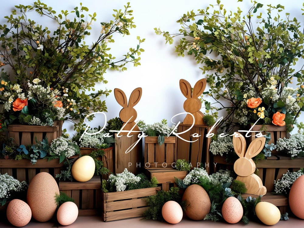 Panier lapin Pâques en bois