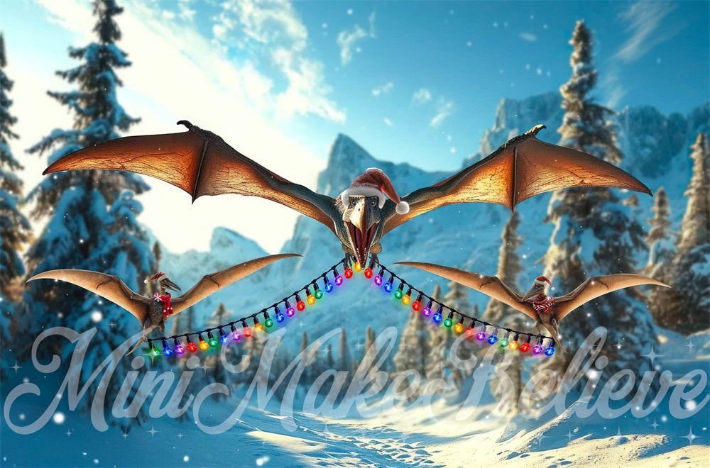 Kate Dinosaure Ptéranodon Noël Toile de fond conçue par Mini MakeBelieve