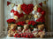 Kate Saint-Valentin Ours en peluche Roses rouges Toile de fond conçue par Mini MakeBelieve - Kate Backdrop FR