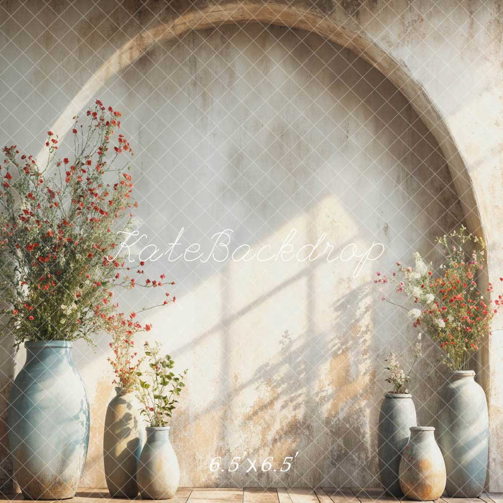 Kate Printemps Pot de fleur Beige Mur en arc Toile de fond conçue par Emetselch