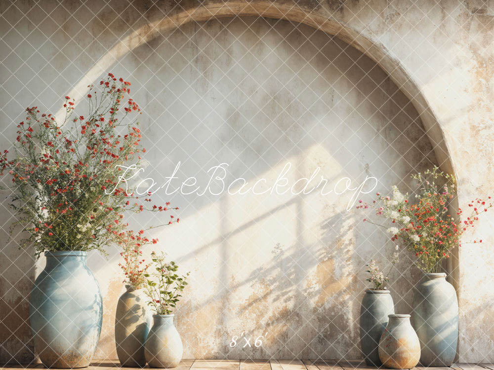 Kate Printemps Pot de fleur Beige Mur en arc Toile de fond conçue par Emetselch - Kate Backdrop FR