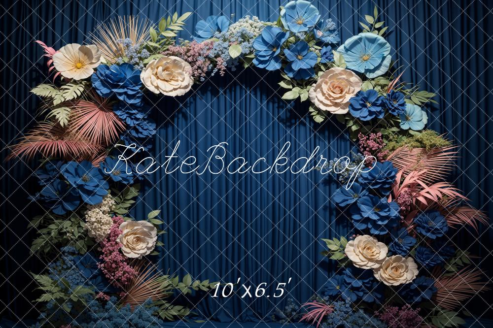 Kate Artistique Bleu Fleur Rideau Toile de fond conçue par Emetselch - Kate Backdrop FR
