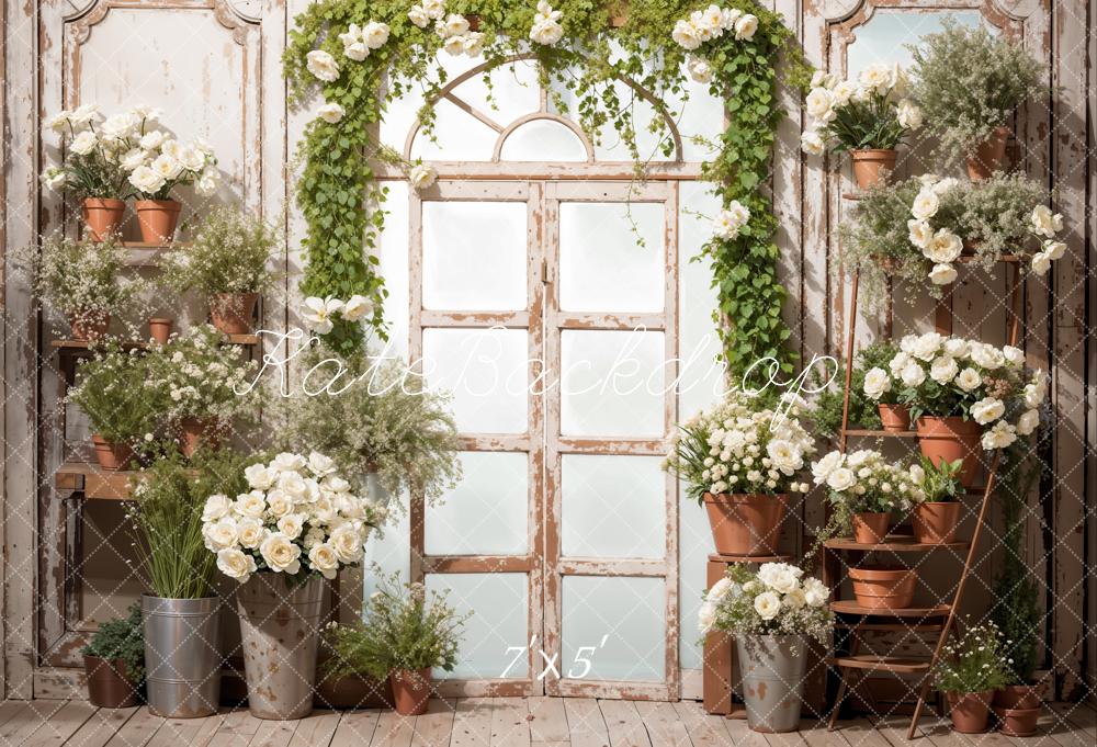 Kate Printemps Fleurs Plantes vertes Porte rétro Toile de fond conçue par Emetselch - Kate Backdrop FR
