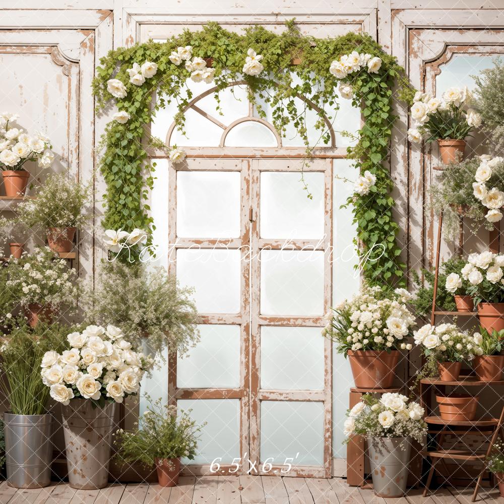 Kate Printemps Fleurs Plantes vertes Porte rétro Toile de fond conçue par Emetselch - Kate Backdrop FR
