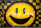 Kate Jaune & Noir Plaid Visage souriant Mur de briques Toile de fond conçu par Ashley Paul - Kate Backdrop FR