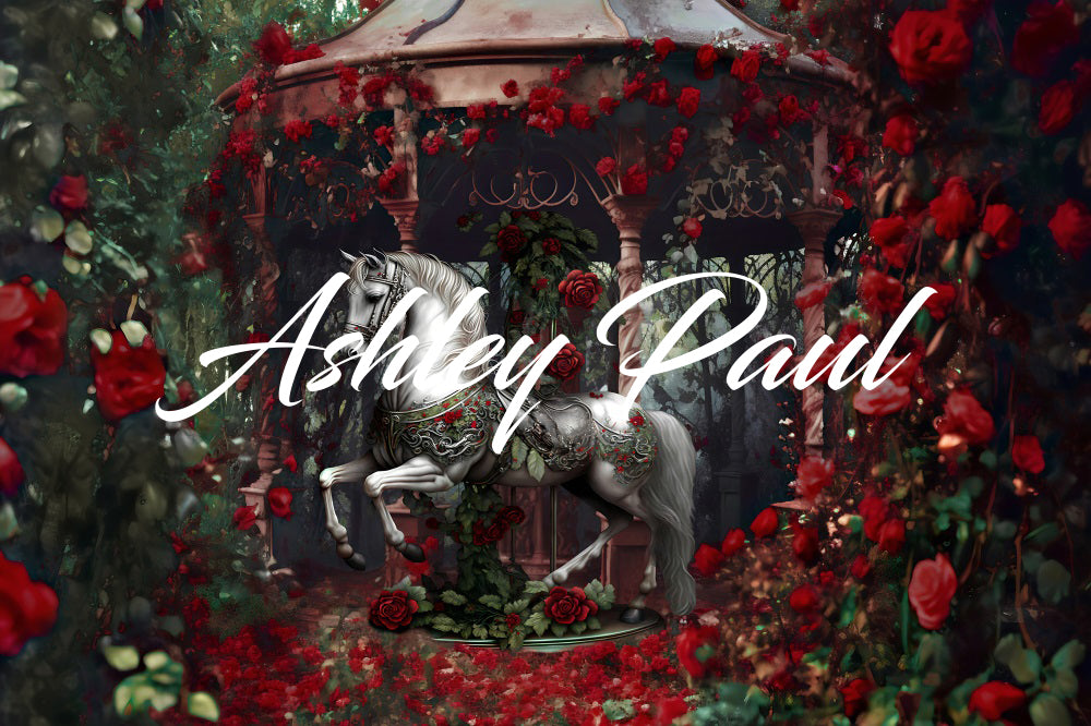 Kate Saint Valentin Rose rouge Paradis Troyen Toile de fond conçu par Ashley Paul - Kate Backdrop FR