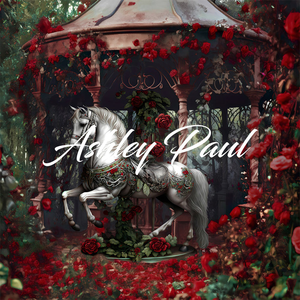 Kate Saint Valentin Rose rouge Paradis Troyen Toile de fond conçu par Ashley Paul - Kate Backdrop FR