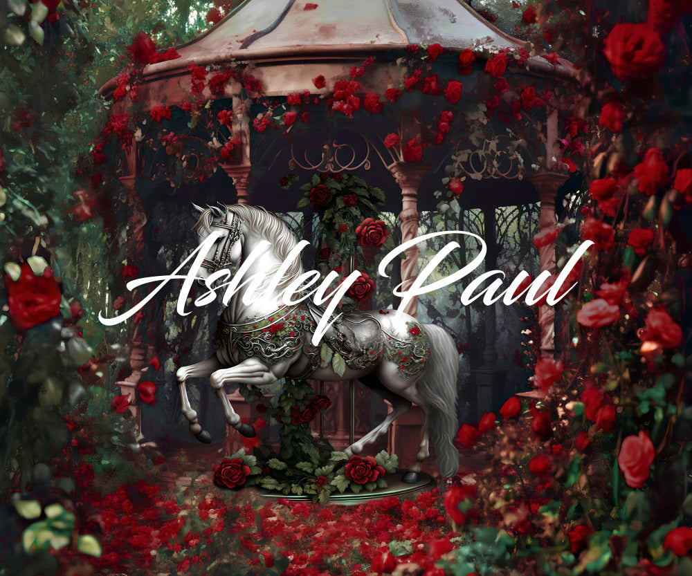 Kate Saint Valentin Rose rouge Paradis Troyen Toile de fond conçu par Ashley Paul - Kate Backdrop FR