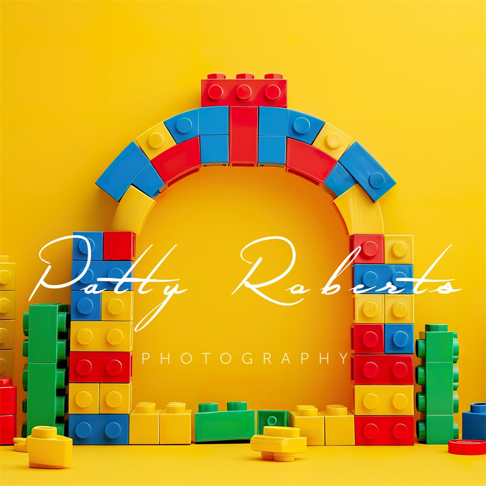 Kate Jaune Briques de Lego Toile de fond conçue par Patty Robert - Kate Backdrop FR